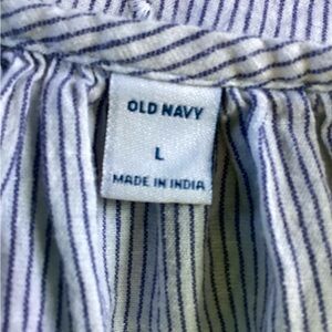 Old Navy Blue and White Vertically-Striped Top